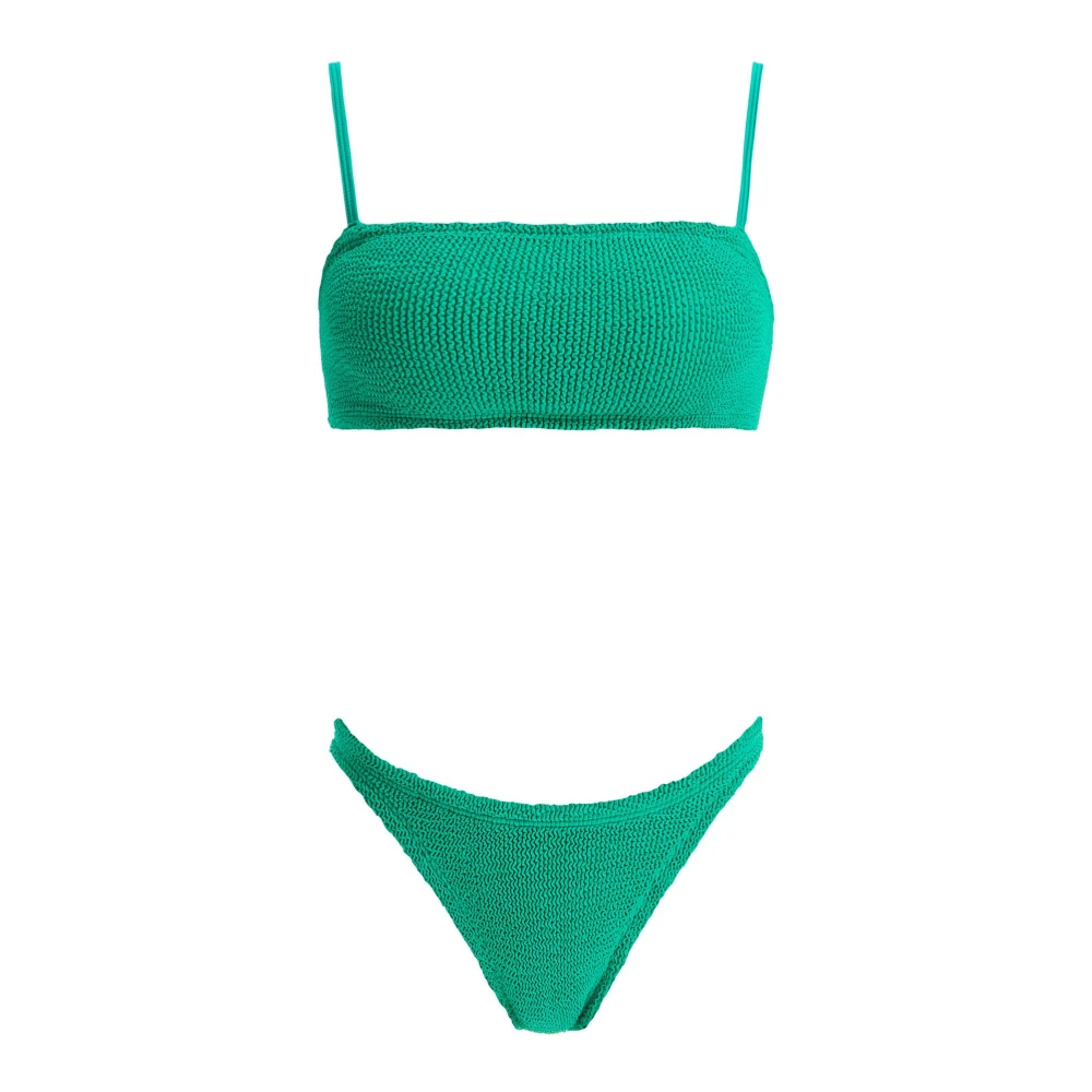 Hunza G Gerimpelde Bandeau Bikini Set Green Dames