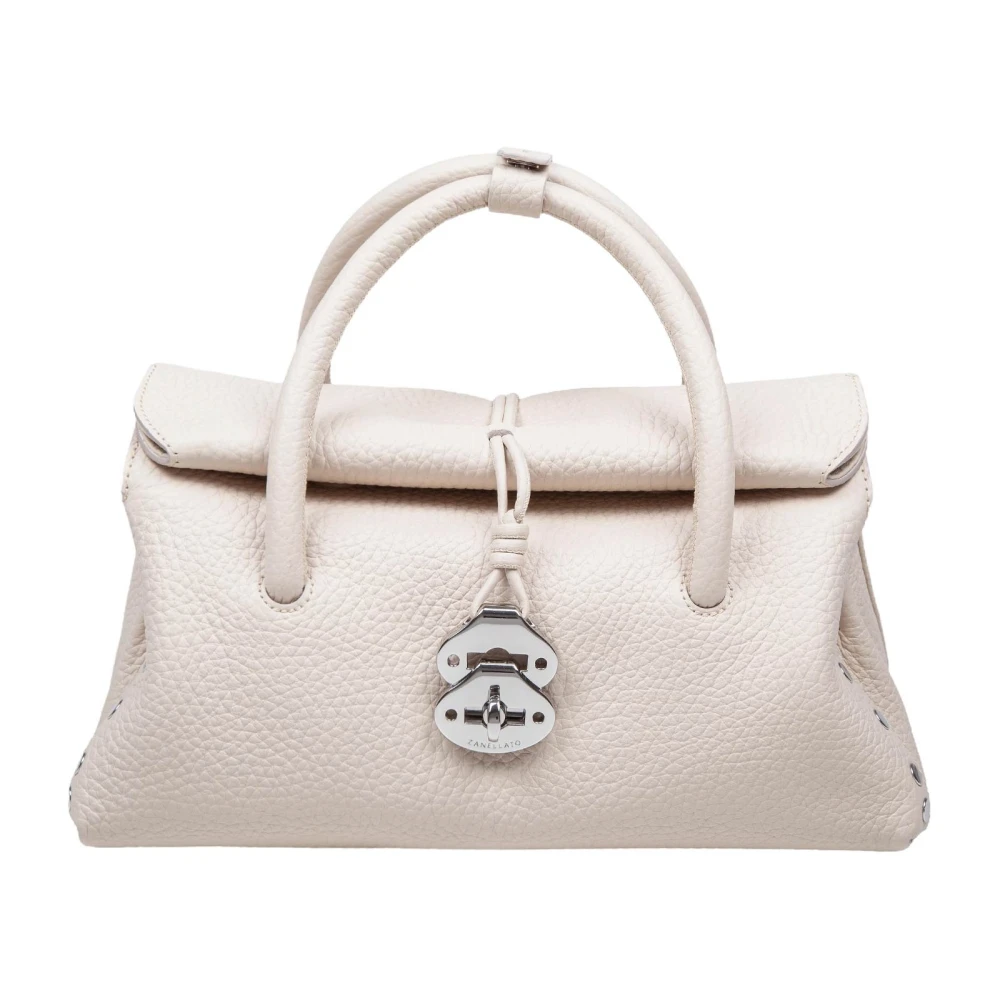 Zanellato Witte leren handtas met buisvormige handvatten White Dames