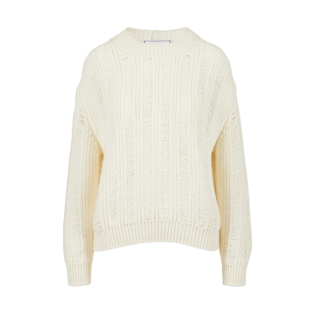 Iceberg Mouliné Wol Crew-neck Sweater White Dames