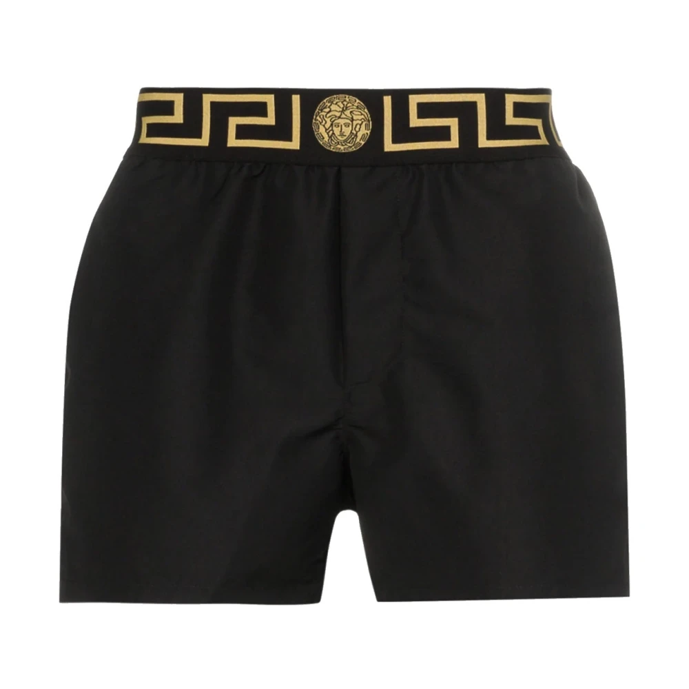 Versace Zwemshorts met Greca-rand Black Heren