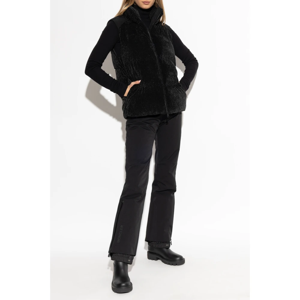 Moncler Donsvest met lurex draad Black Dames
