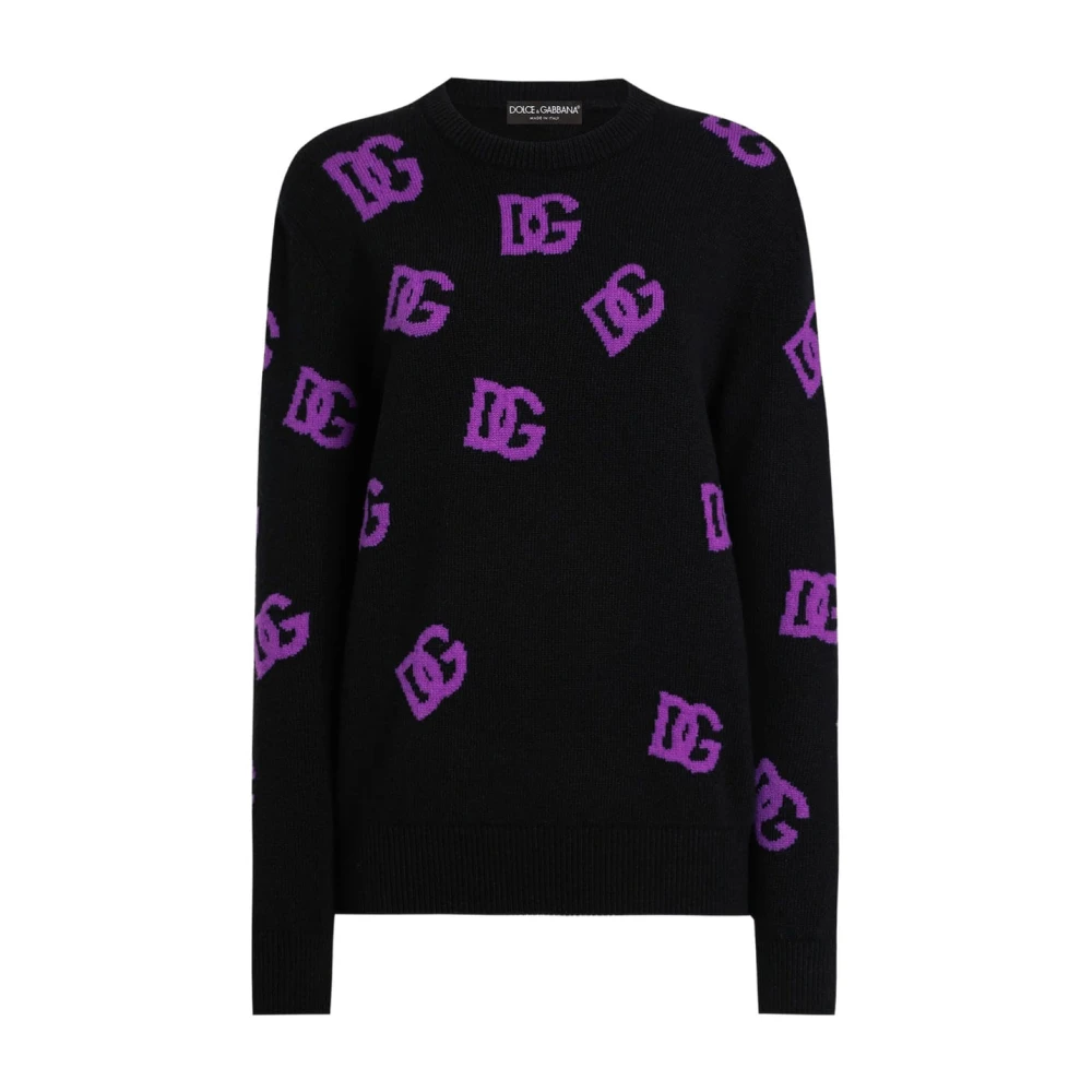 Dolce & Gabbana Women's Black Stylish Knit Jumper For - Round-Neck Knitwear - L - Knitwear