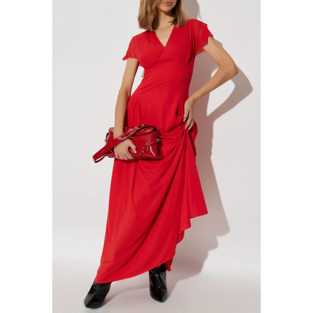 Rotate Birger Christensen Jurk Maxi V-hals Red Dames