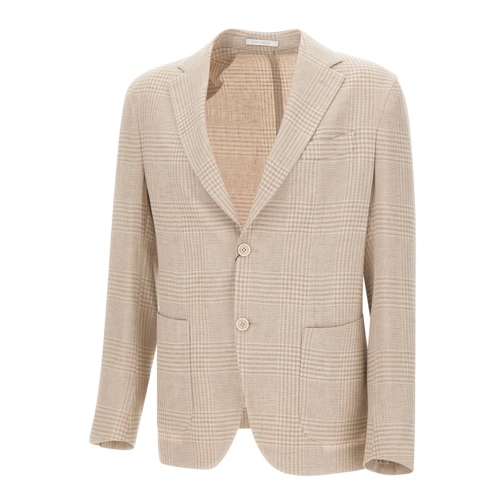 Eleventy Men's Beige Blazers, M, Prince Of Wales Blazer