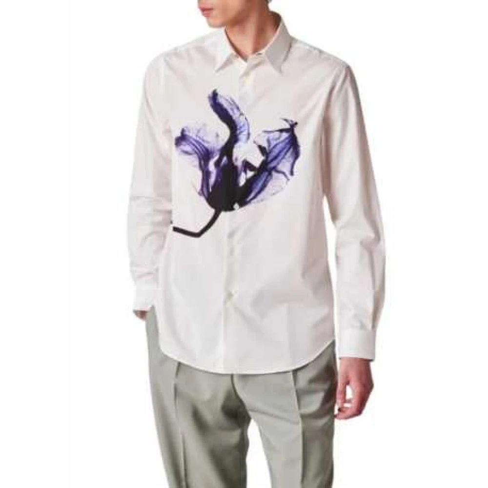 Paul Smith Wit Shirt Moonlight Flower Print White Heren
