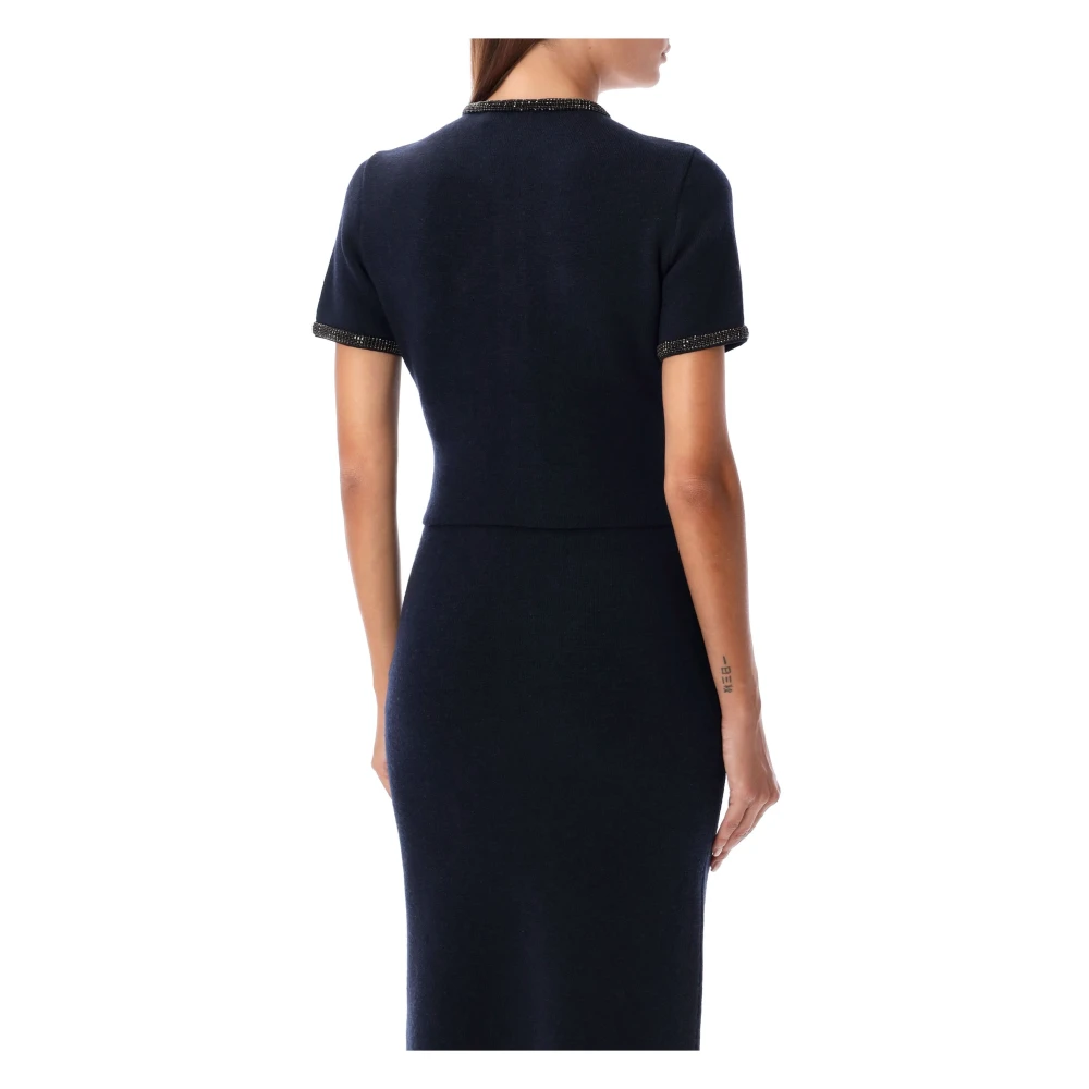 Self Portrait Navy Gebreide Vest met Kralenversieringen Blue Dames