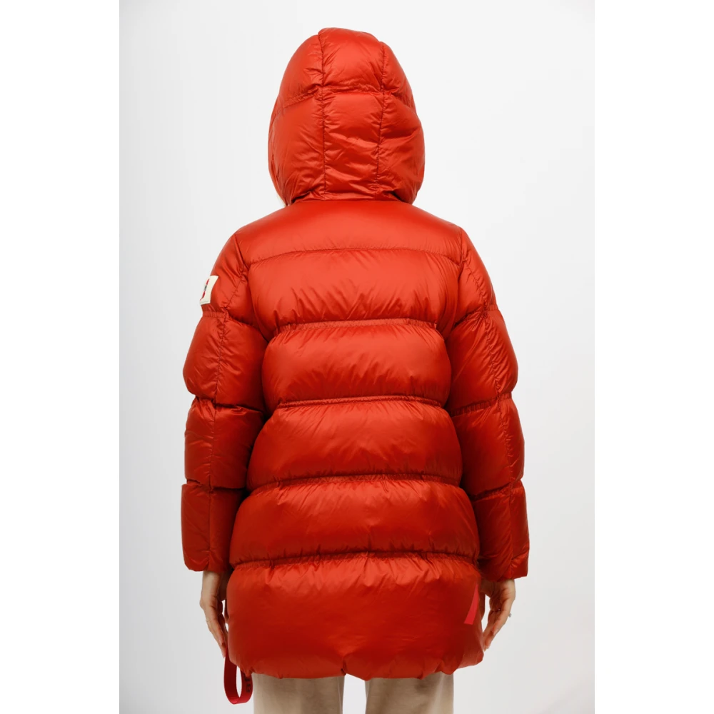 Afterlabel Glanzende Nylon Horizontaal Gewatteerde Jas Orange Dames