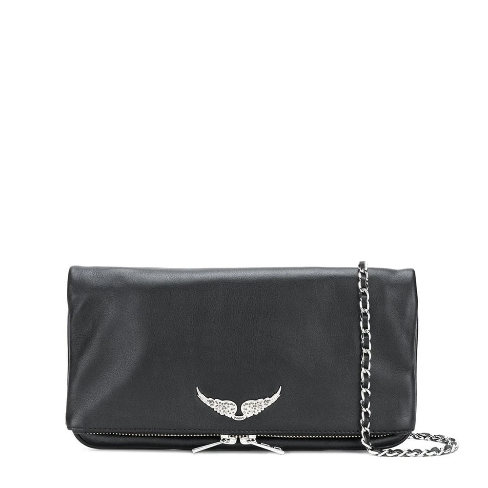 Zadig & Voltaire Rock Grained Clutch in Zwart Black Dames
