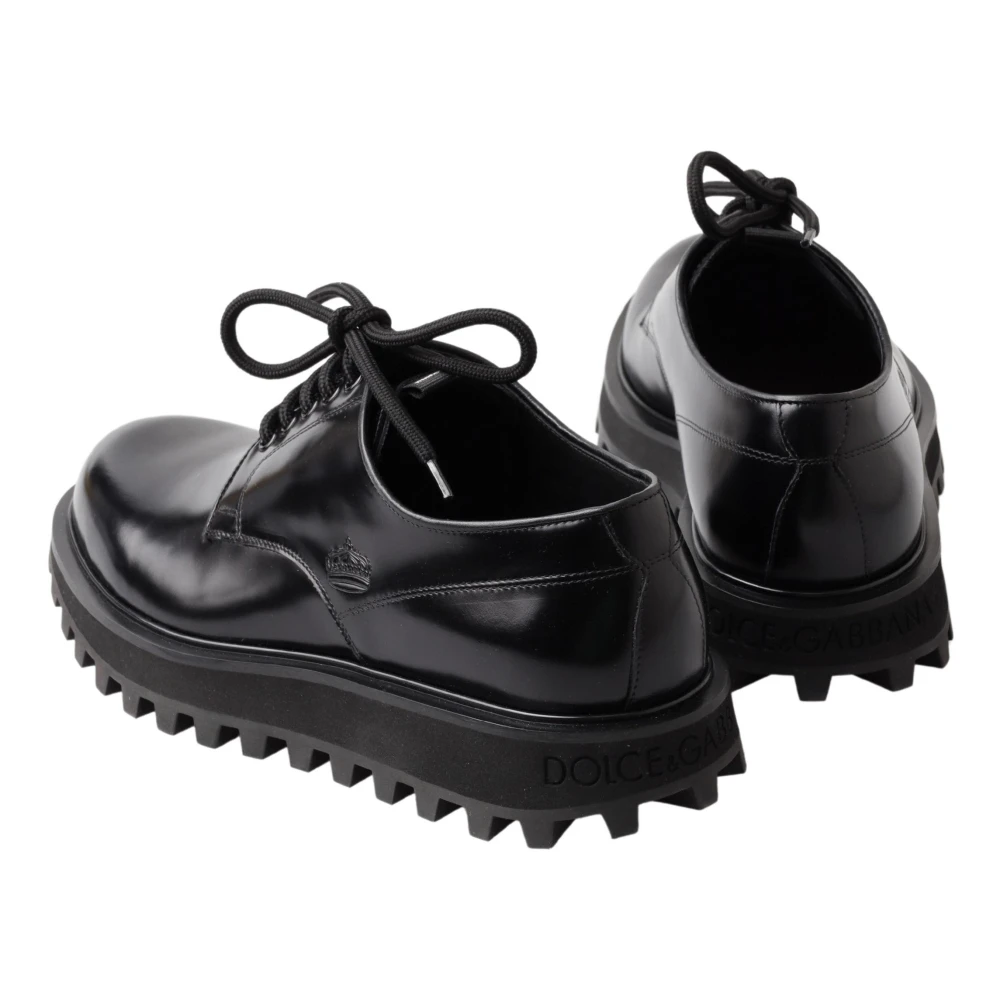 Dolce & Gabbana Zwarte Lakleren Veterschoenen voor Heren Black Heren