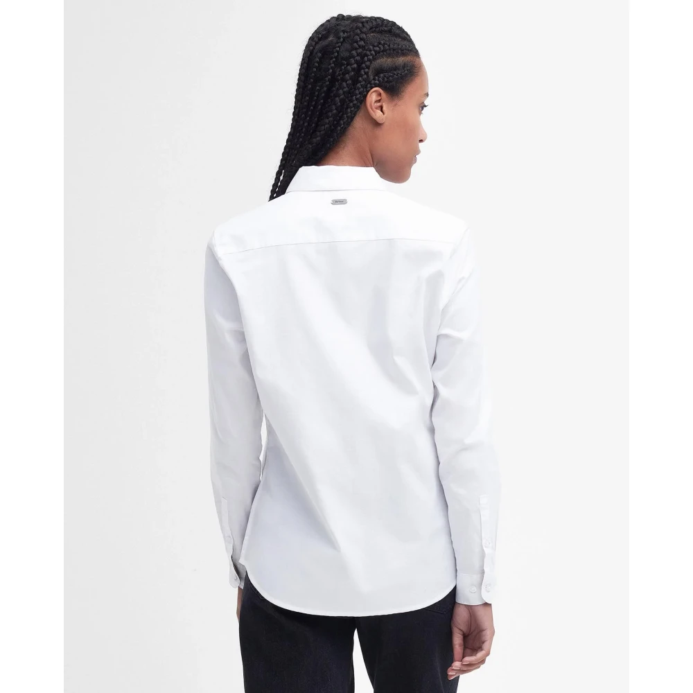 Barbour Elegante Oxford Katoenen Overhemd met Vrouwelijke Details White Dames