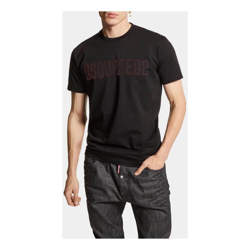Dsquared2 Kristal Logo T-shirts en Polo's Zwart Black Heren