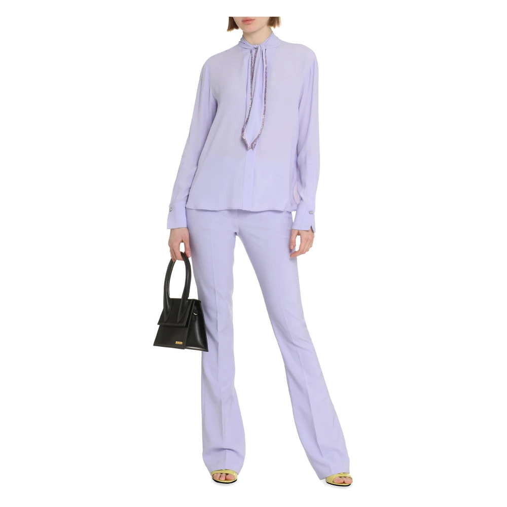 Genny Zijden Crêpe Shirt met Kralenborduursel Purple Dames