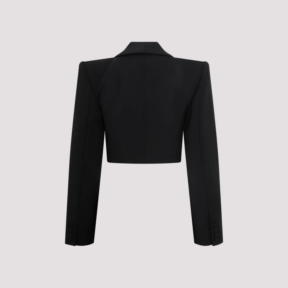 Area Zwarte Wol Vlinder Korte Blazer Black Dames