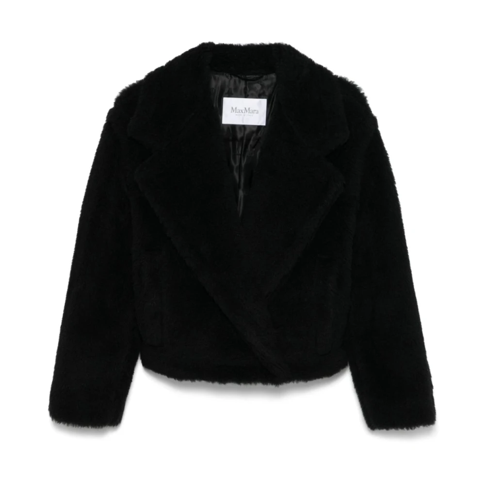Max Mara Women's Black Coat With Press-Stud Fastening