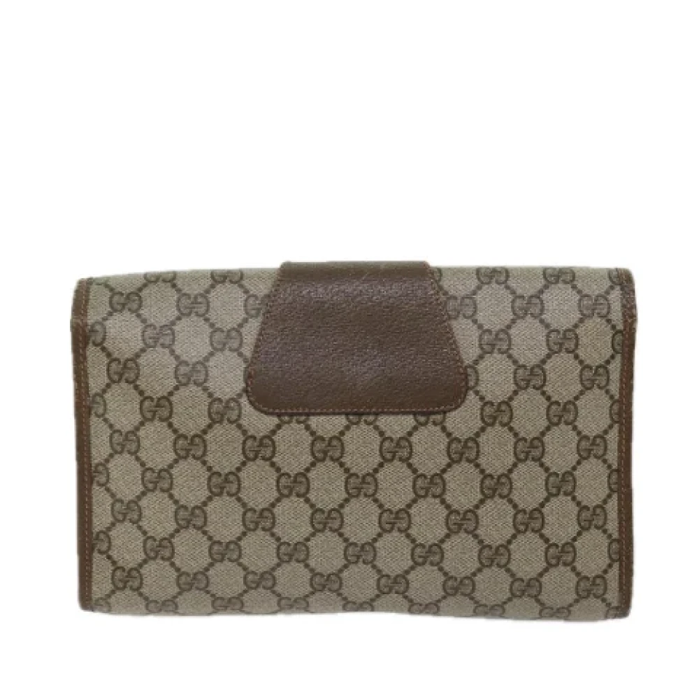 Gucci Vintage Pre-owned Leather clutches Beige Dames