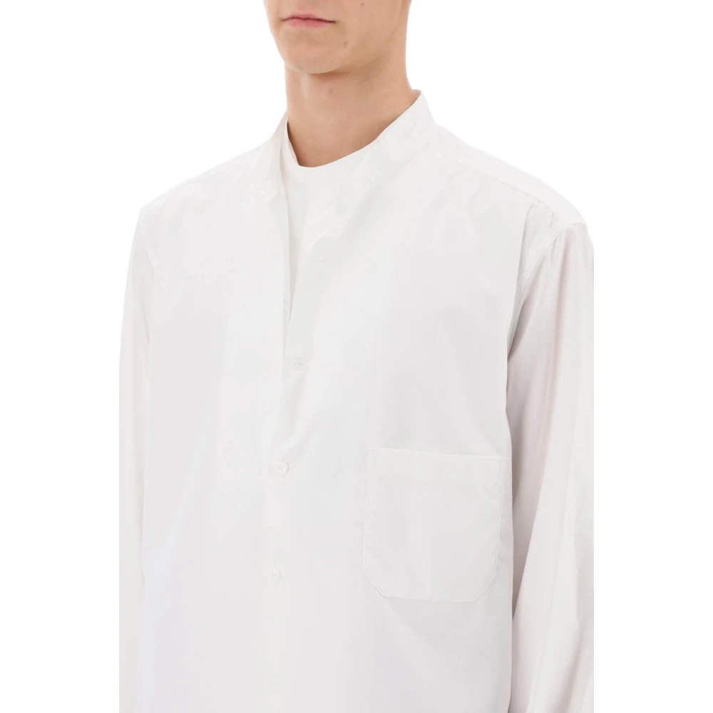 Yohji Yamamoto Gelaagd lang shirt met mandarijnkraag White Heren