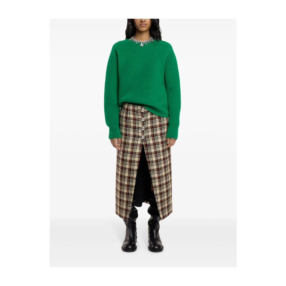 Paco Rabanne Mannelijke Tartan Zwarte Lange Rok Multicolor Dames