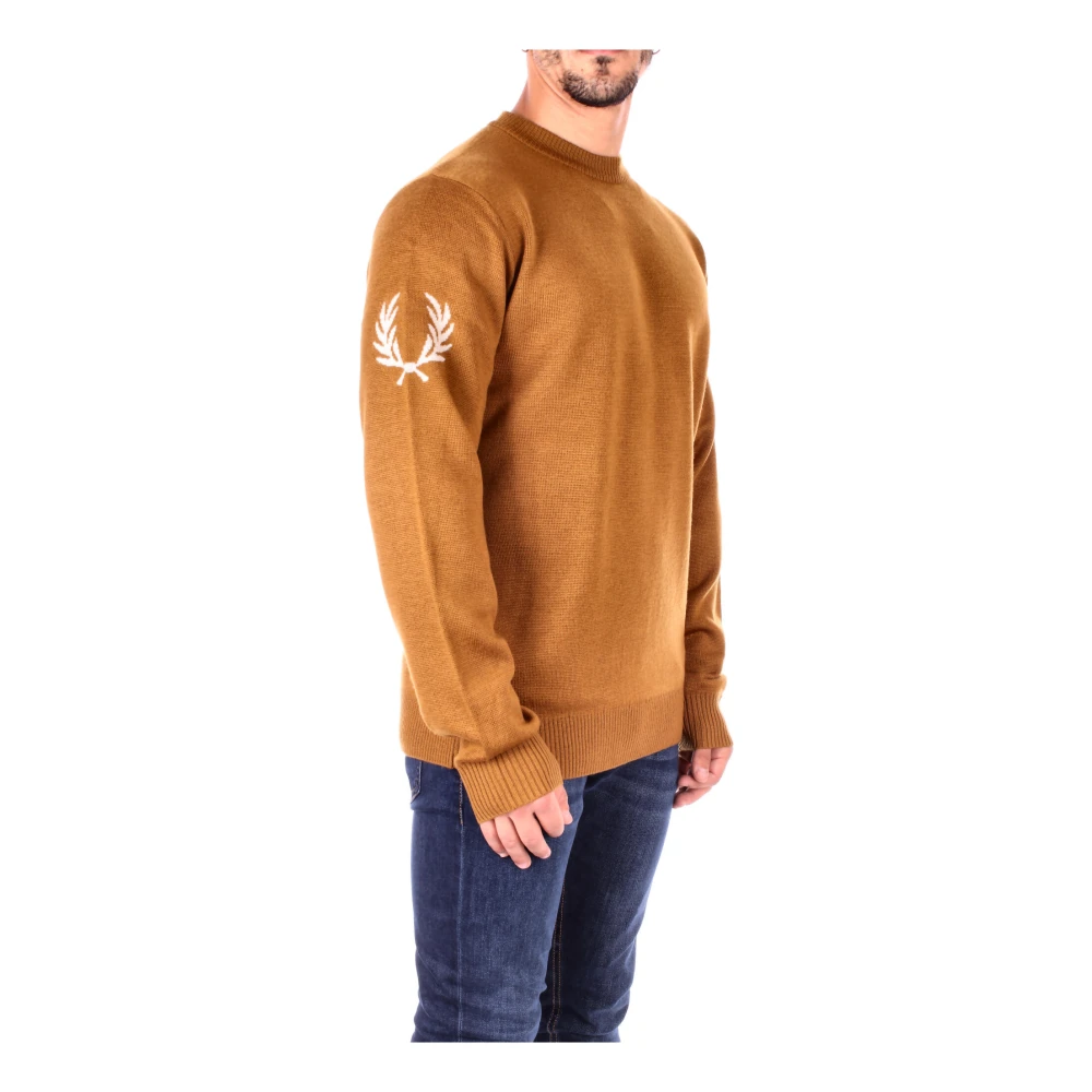 Fred Perry Bruine Logo Sweaters Brown Heren