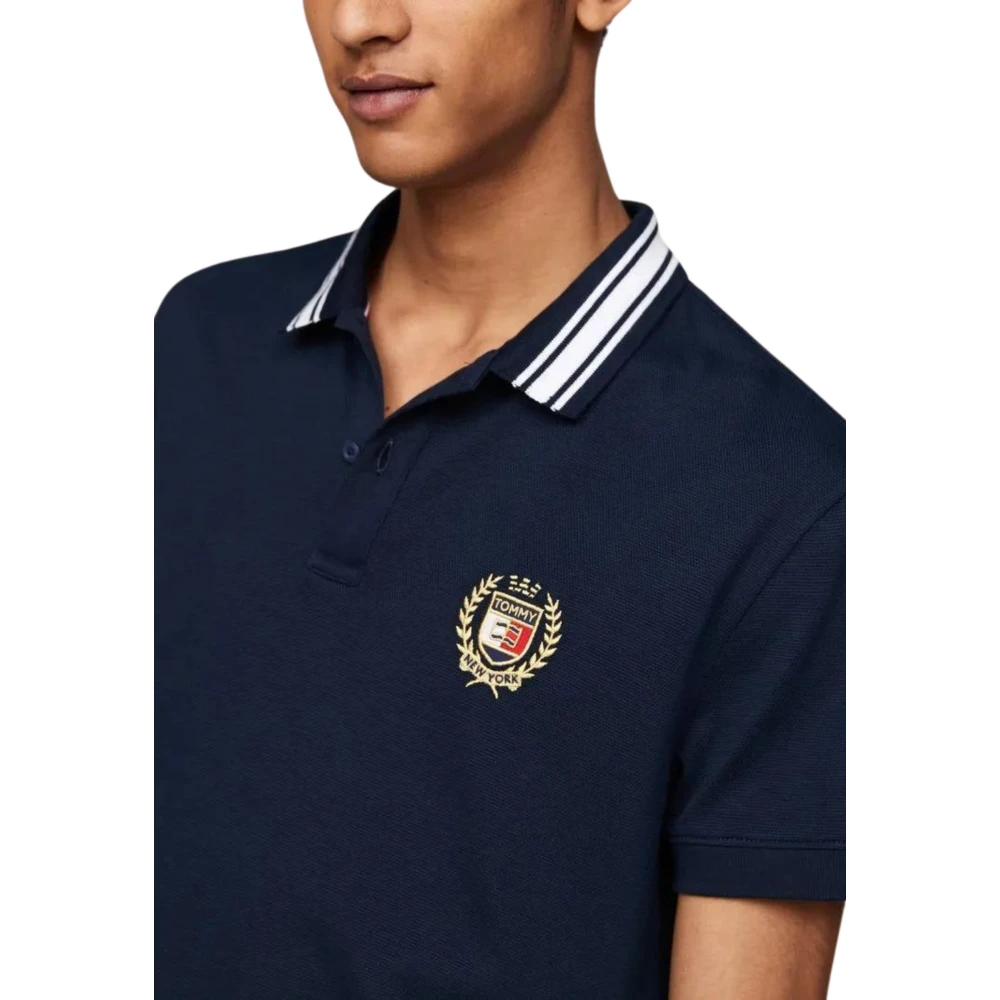 Tommy Hilfiger Blauwe Poloshirt met Geborduurd Schild Blue Heren