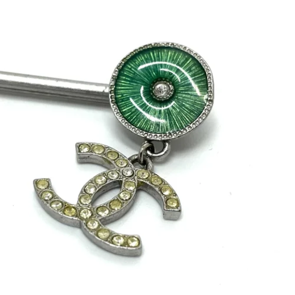 Chanel Vintage Pre-owned Metal hair-accessories Gray Dames