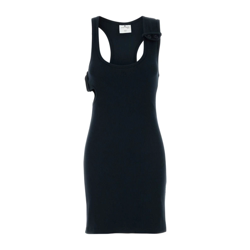 Courrèges Stijlvolle Zwarte Katoenen Mini Jurk Black Dames