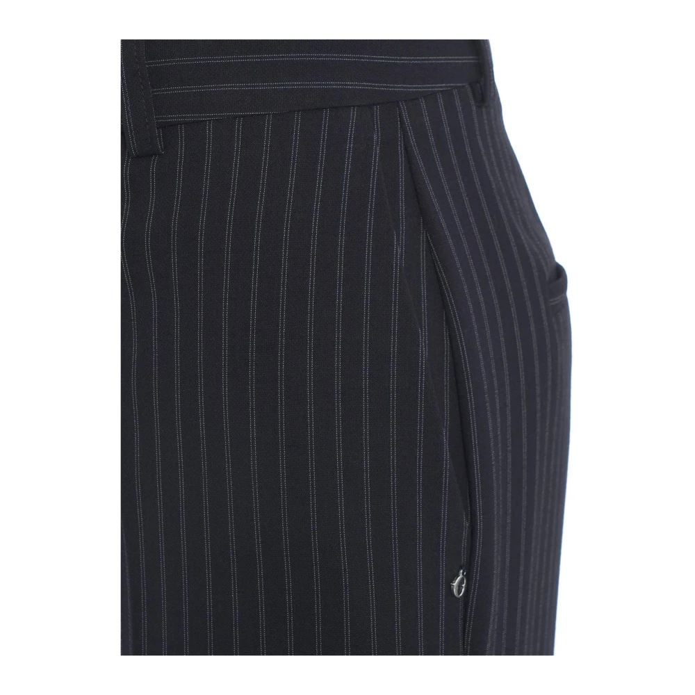 Ottod'Ame Blauwe Rechte Broek Verhoog Stijl Blue Dames