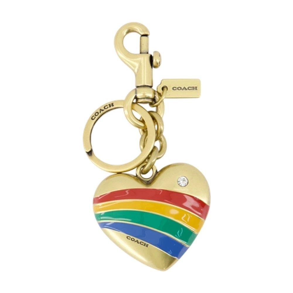 Coach Women's Multicolor Keychains, One Size, Metal Heart Keyring - Leather