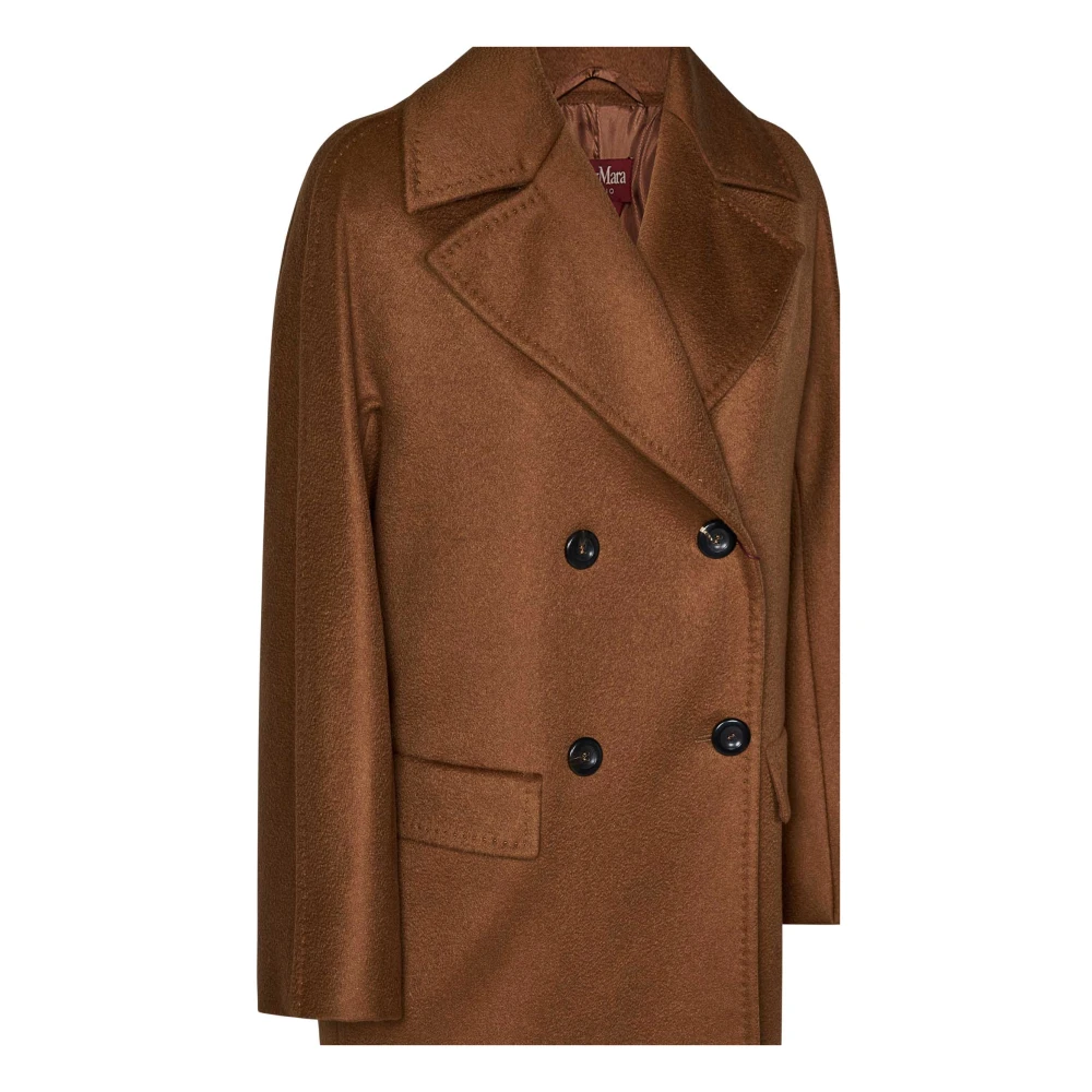 Max Mara Bruine Kasjmier Kimono Mouw Jas Brown Dames