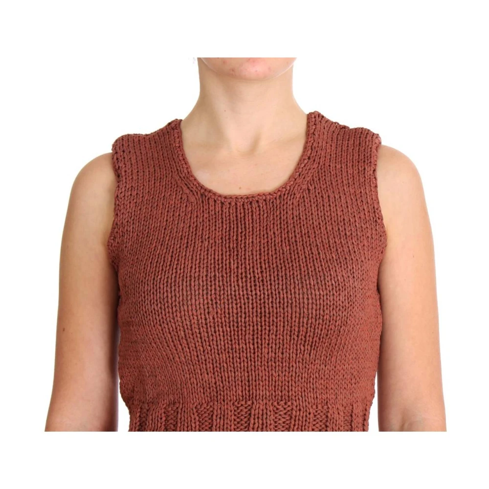 Pink Memories Rode Gebreide Crop Top Trui Red Dames
