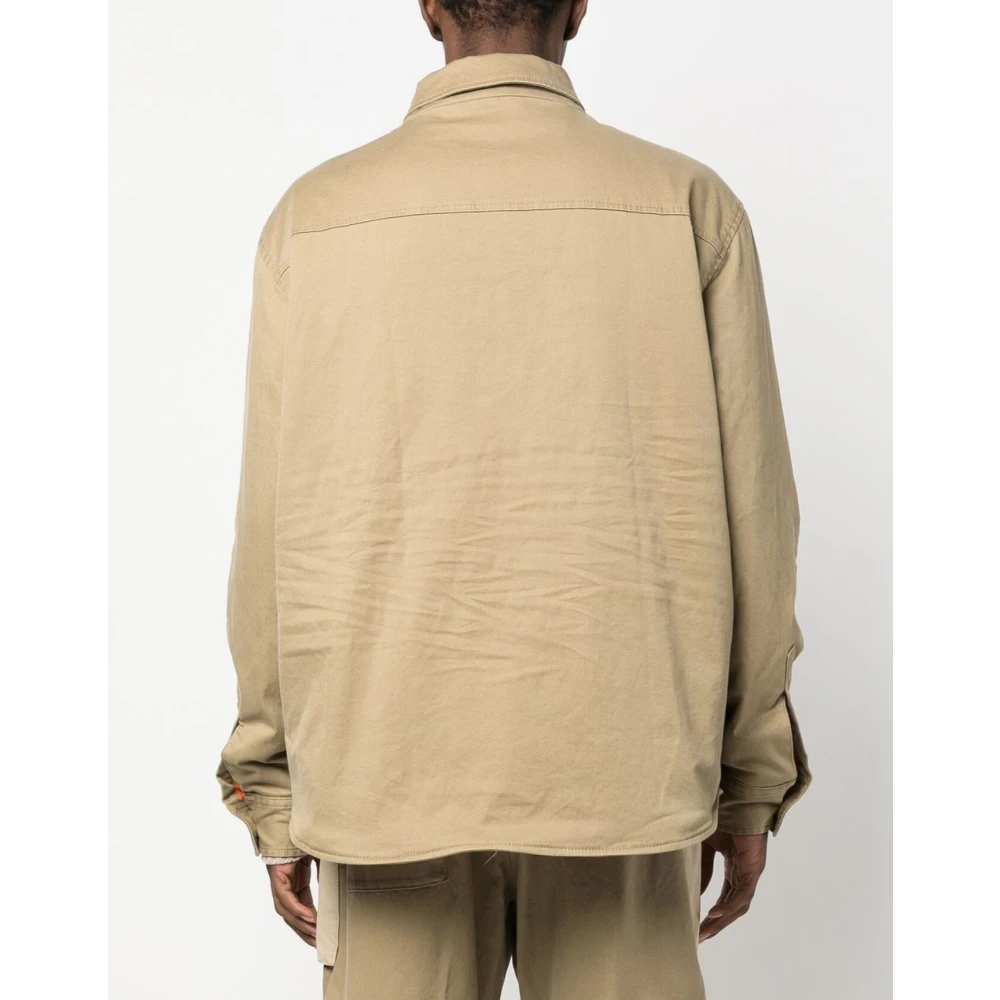 Dsquared2 Gewatteerde Coach Jas Taupe Rits Sluiting Beige Heren