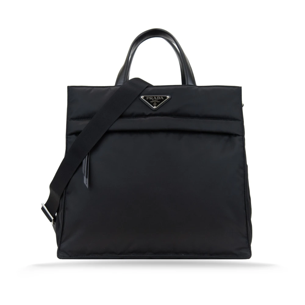 Prada Women's Black Shoulder Bag With Leather Details