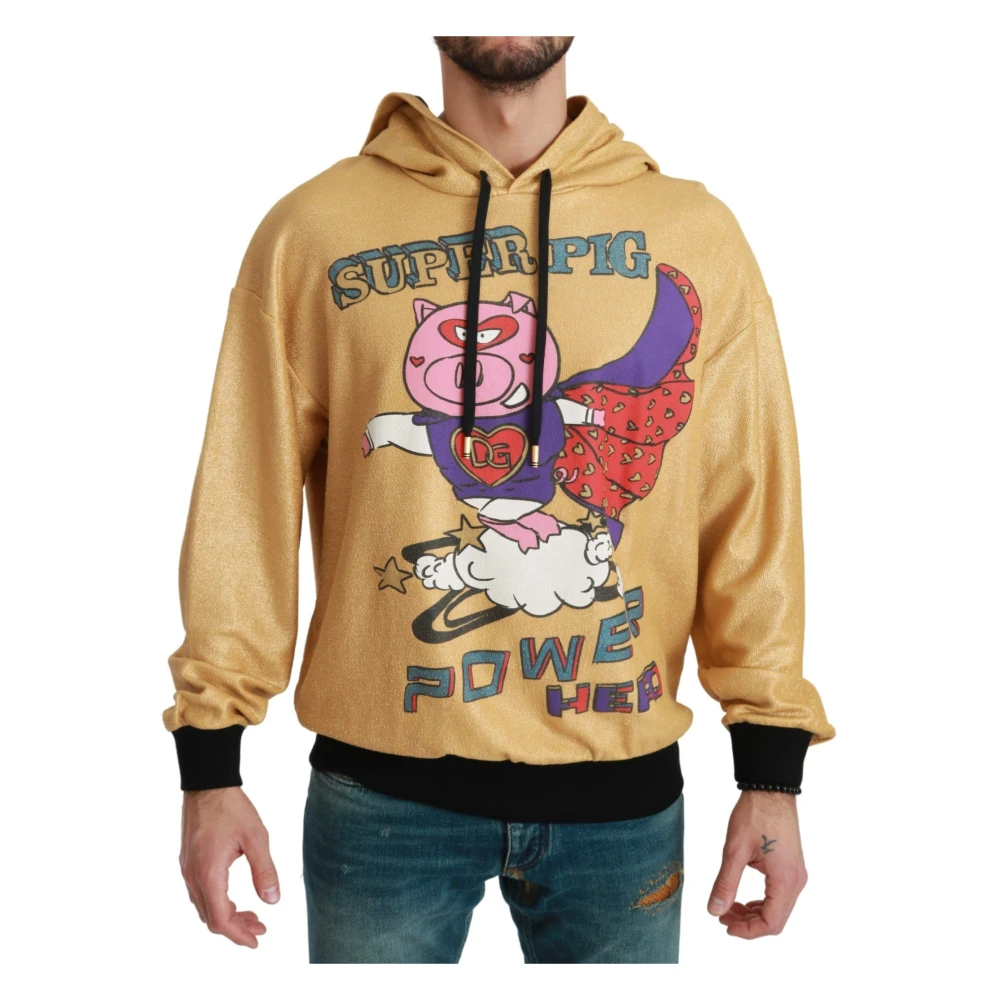 Dolce & Gabbana Men's Yellow Hoodies, Xs, Pig Of The Year Hooded Jumper
