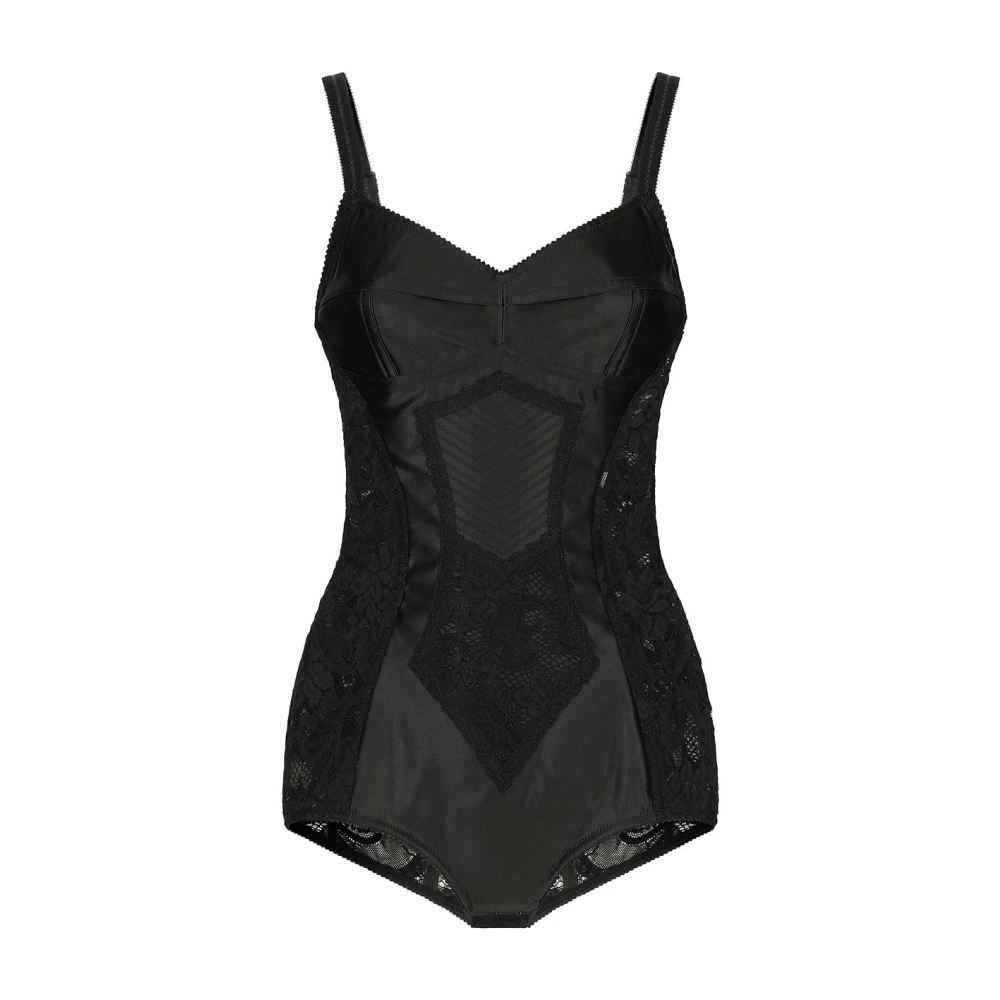 Dolce & Gabbana Donna Nero Corsetto Body In Pizzo E Raso
