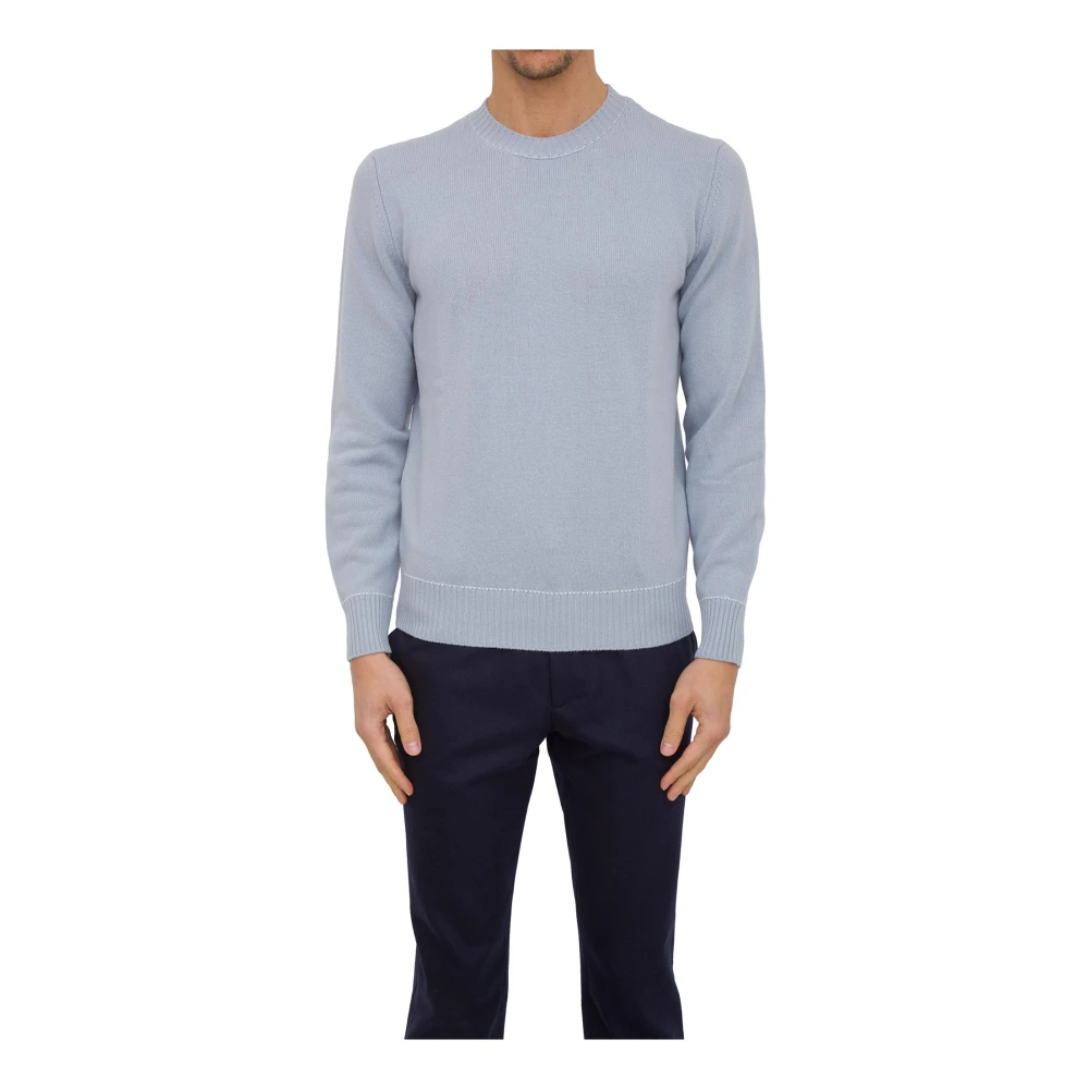 Eleventy Men's Blue Round-Neck Knitwear, M, Round Neck Jumper