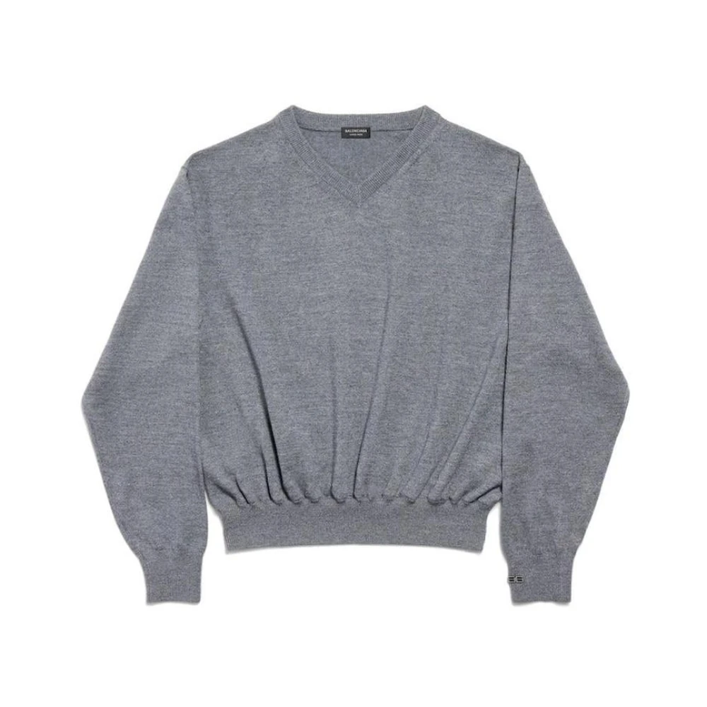 Balenciaga Grå V-Ringad Ulltröja
