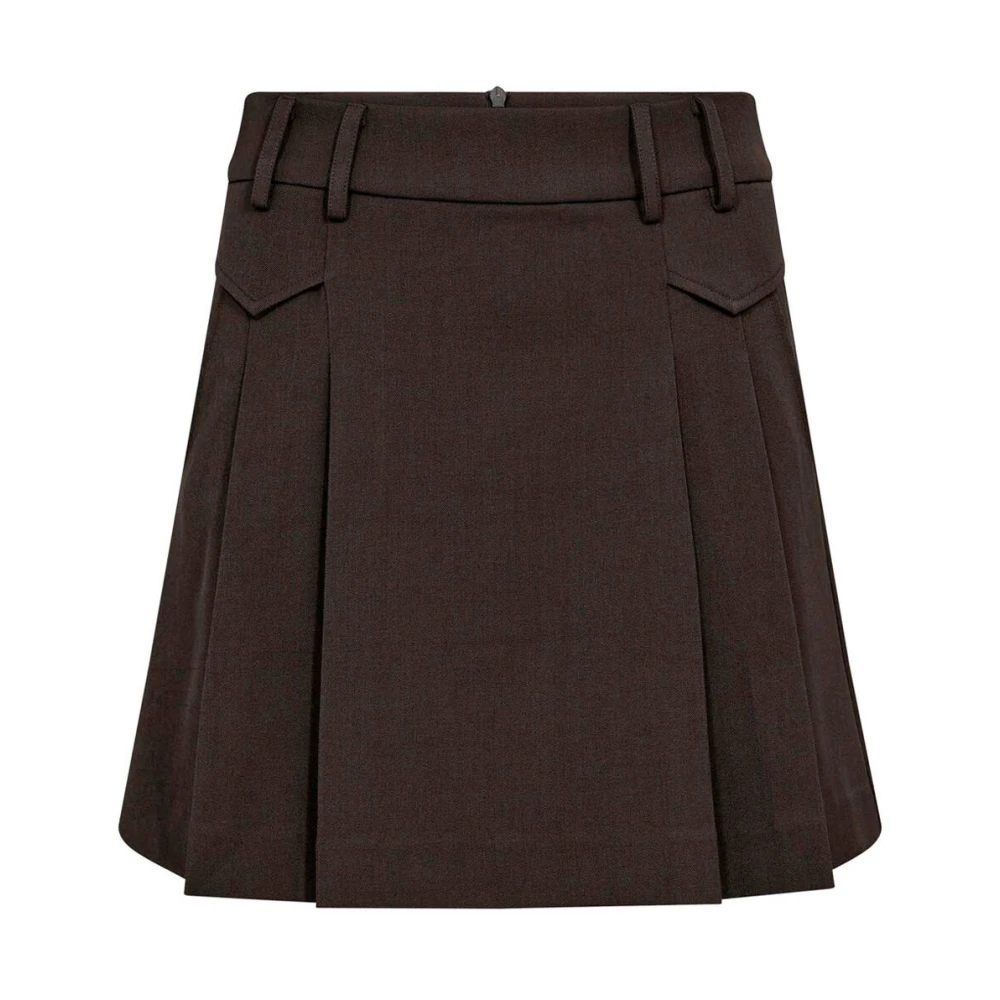 Co'couture Brown Short Skirts, Female, Xs, Lunacc Pleat Mini Skirt