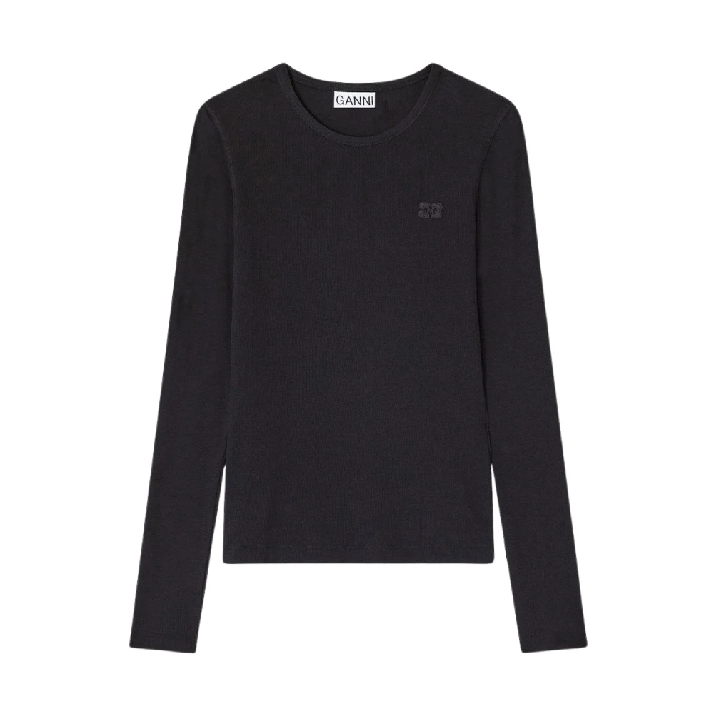 Ganni Camiseta - Female - Long Sleeve T-Shirts - Black - M - Tops