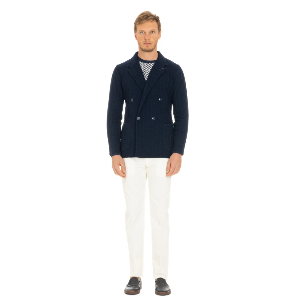 Lardini Blauw Dubbelborstig Jas Comfortabel Stijlvol Blue Heren