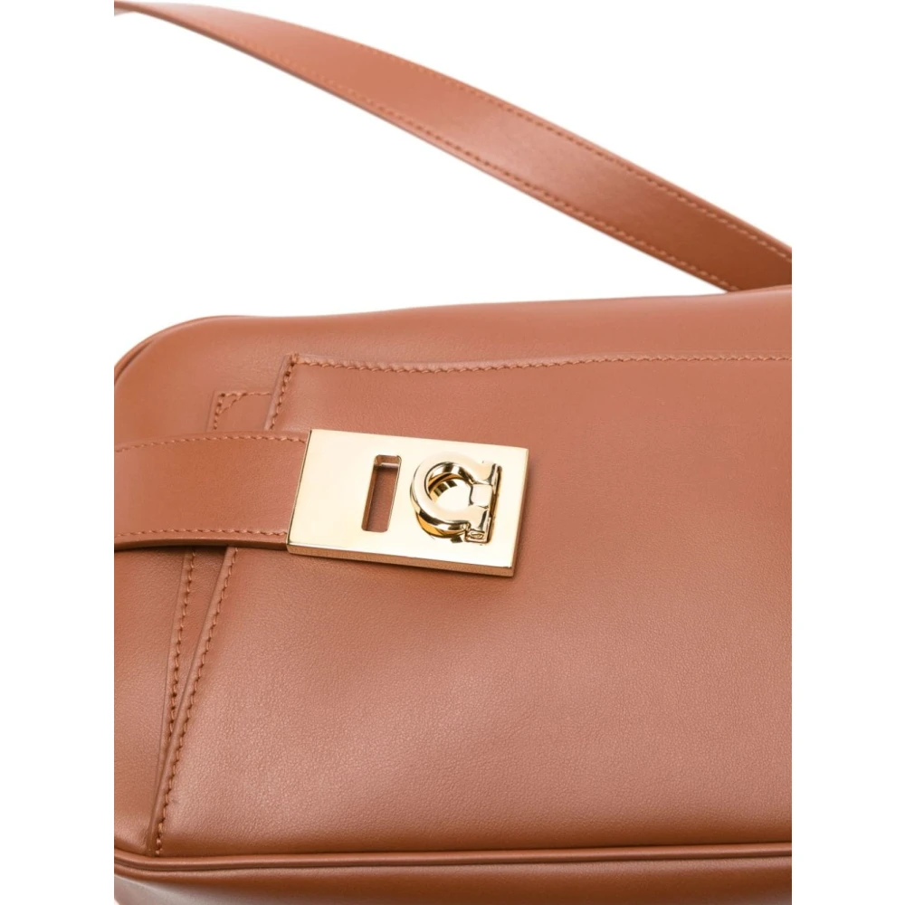 Salvatore Ferragamo Bruine leren crossbody tas Gancini Brown Dames