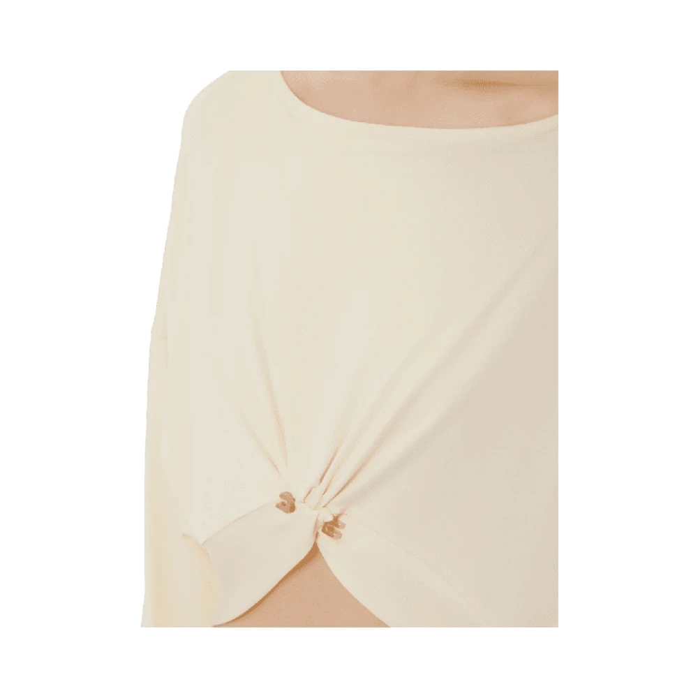 Elisabetta Franchi Lange mouwen jersey top met piercing Beige Dames