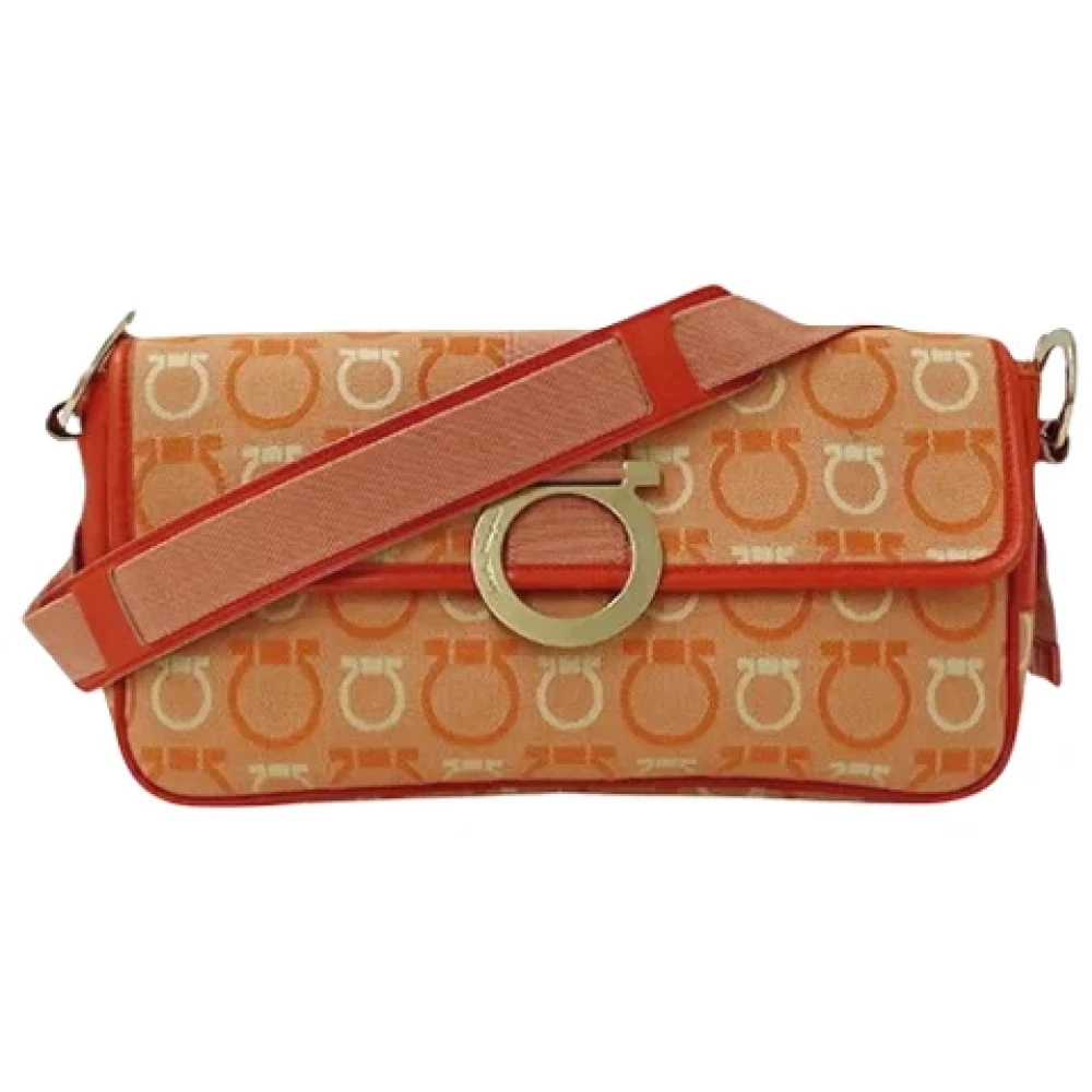 Salvatore Ferragamo Pre-owned Cotton handbags Orange Dames