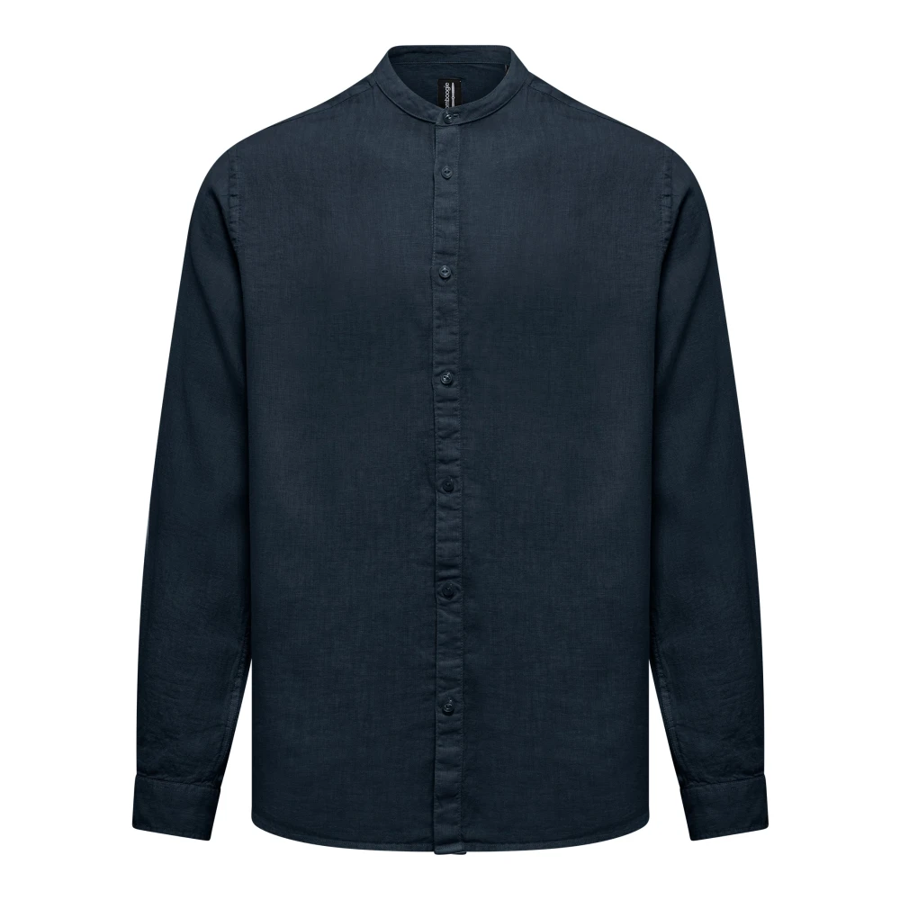 Bomboogie Hombre Azul - Camisa De Lino Con Cuello Mao - Shirts - M