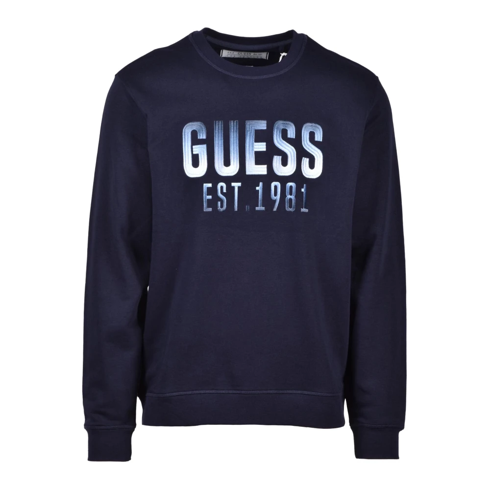 Guess Katoenmix Pullover Sweater Blue Heren