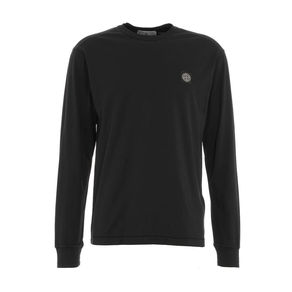 Stone Island T-shirt met logo patch Black Heren