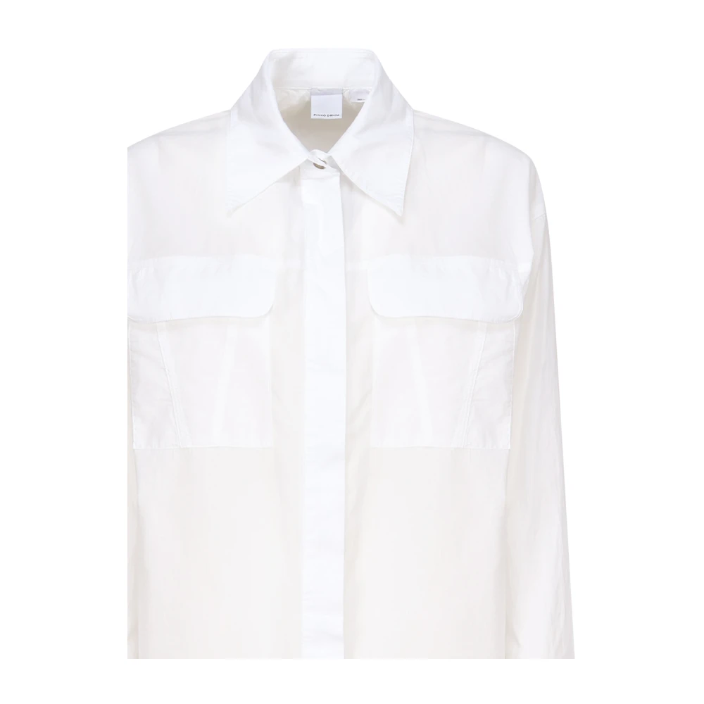 pinko Witte Katoenen Lang Fit Shirt White Dames