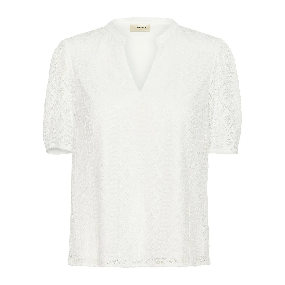 Cream Women's White Blouses, Xs, Elegant Lace Blouse Snow