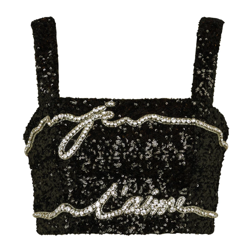 Balmain Top met 'Love Letter' borduursel Black Dames