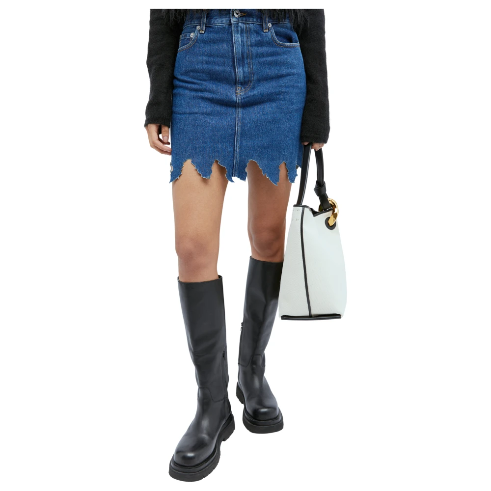 JW Anderson Denim Lasergesneden Midi Rok Blue Dames