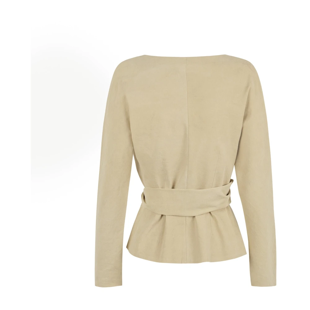 Cortana Gekruiste Linnen Jas Beige Dames