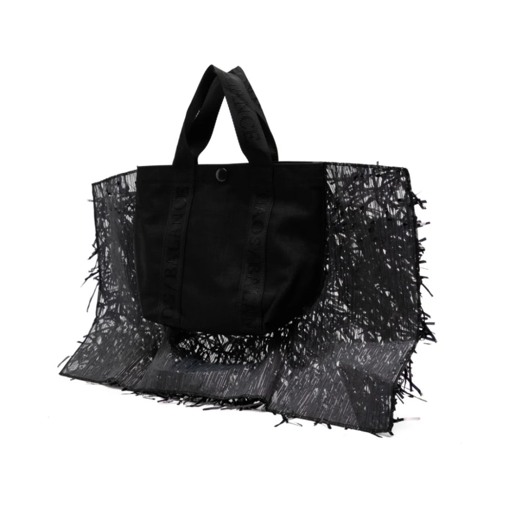 Undercover Zwarte nylon tote tas met franje Black Dames